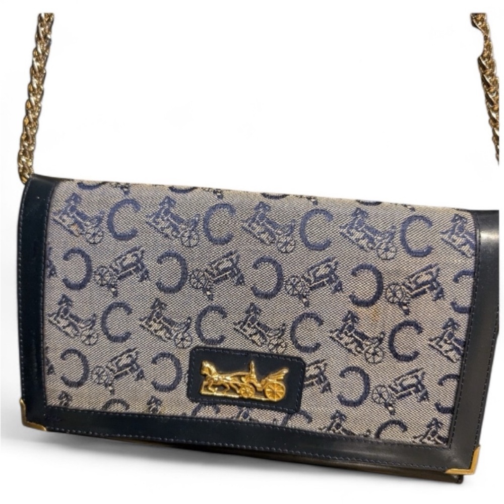 Celine Navy Blue with Gold Hardware, Vintage + Authentic